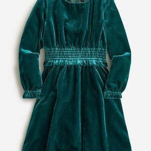 Crewcuts Girls' Smocked Velvet dress Green 10